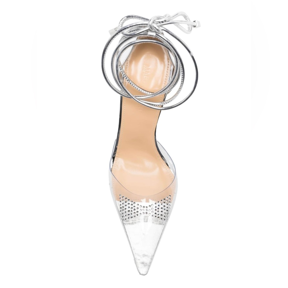 Mach & Mach Bow-shaped crystals & PVC detail Pump Clear/Silver SZ 40EU/10US NWOB